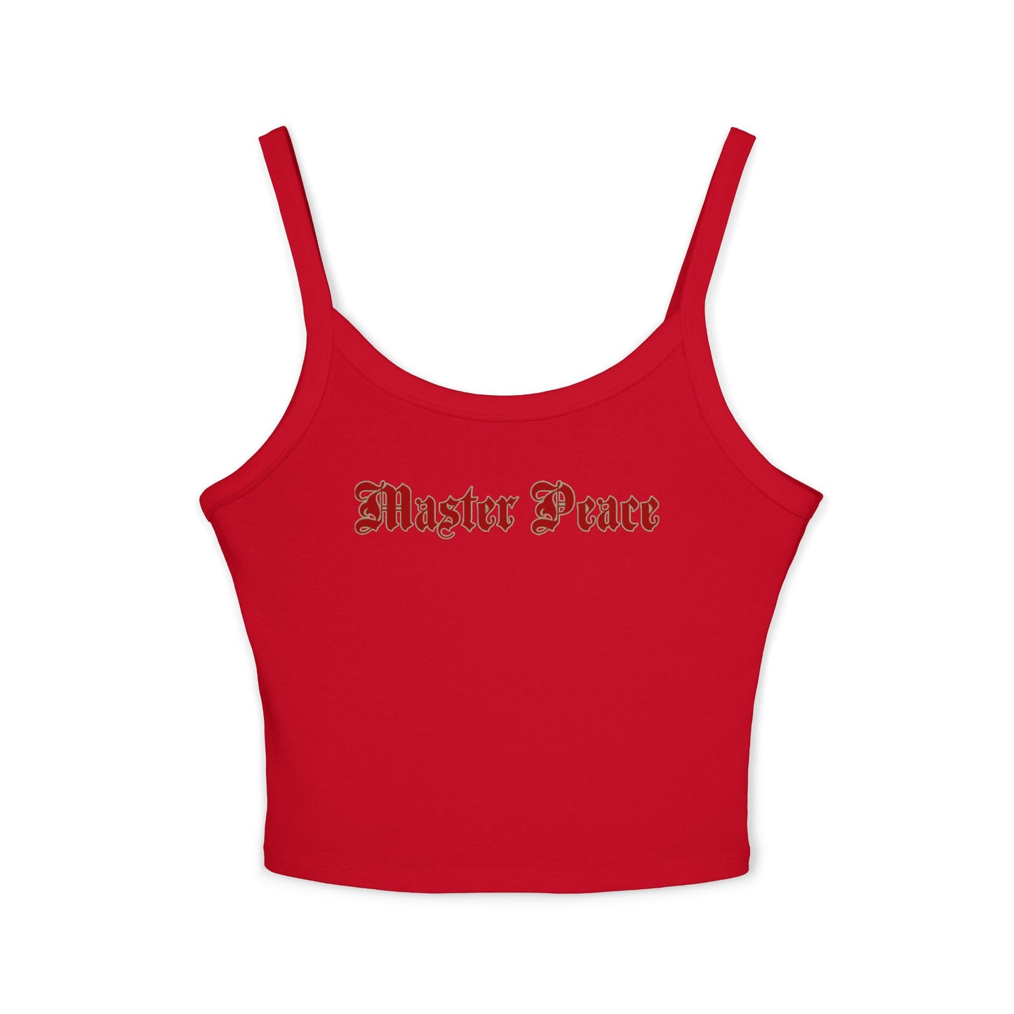 Spaghetti Tank Top — "Master Peace" Gothic Script Crop Tank