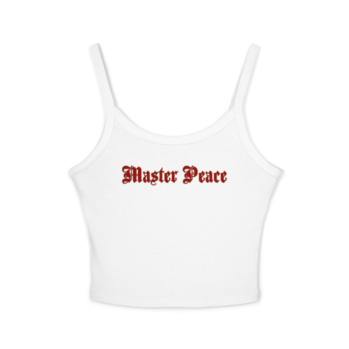 Spaghetti Tank Top — "Master Peace" Gothic Script Crop Tank