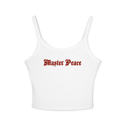 Spaghetti Tank Top — "Master Peace" Gothic Script Crop Tank