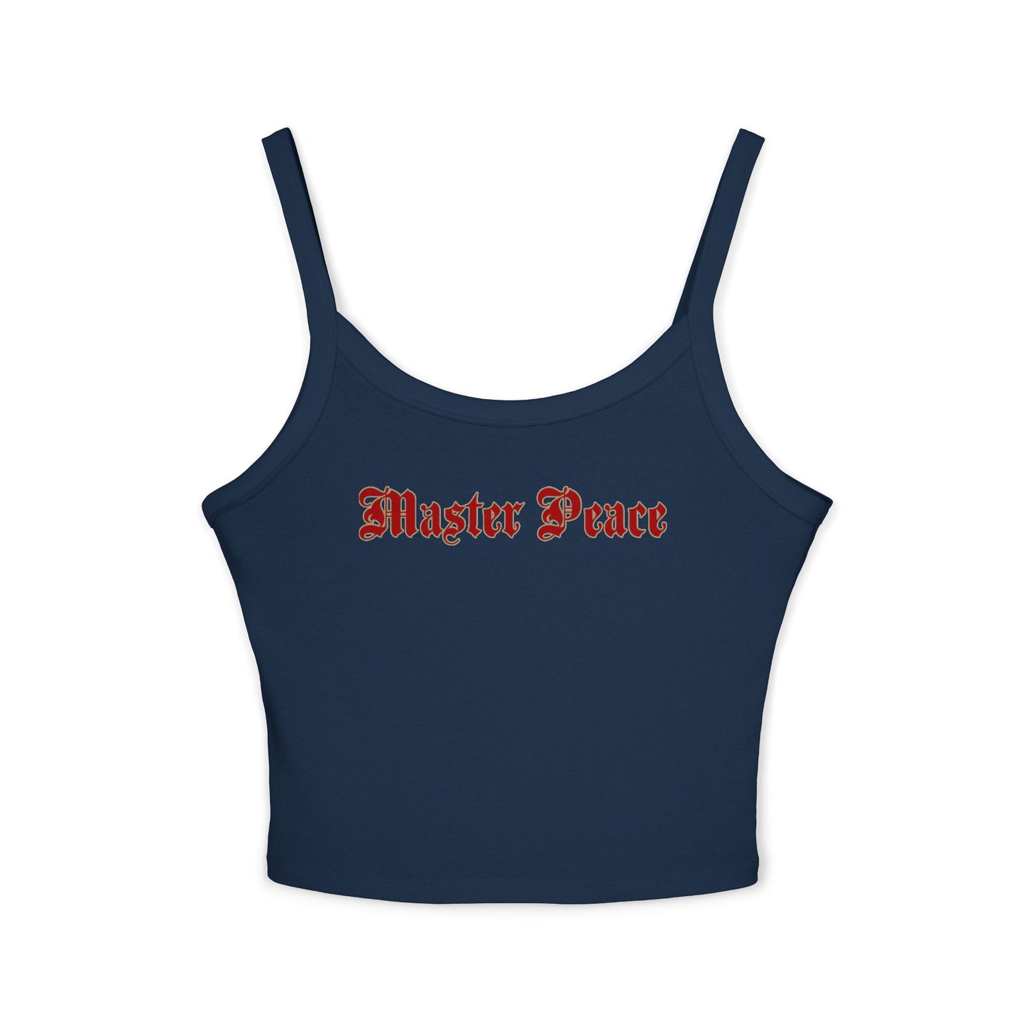 Spaghetti Tank Top — "Master Peace" Gothic Script Crop Tank