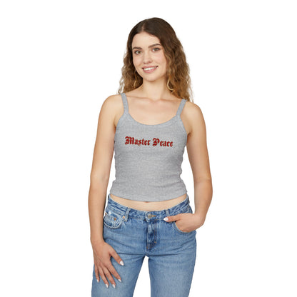 Spaghetti Tank Top — "Master Peace" Gothic Script Crop Tank