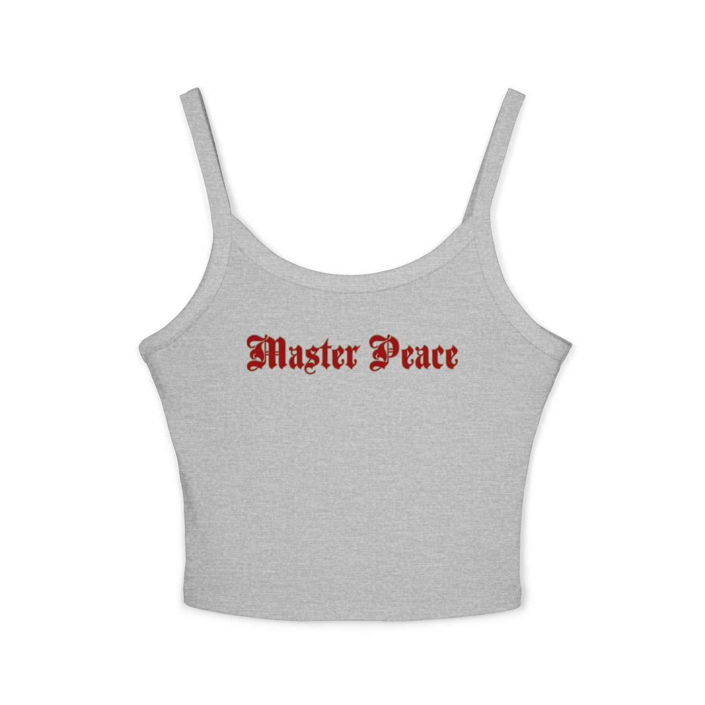 Spaghetti Tank Top — "Master Peace" Gothic Script Crop Tank