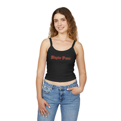 Spaghetti Tank Top — "Master Peace" Gothic Script Crop Tank