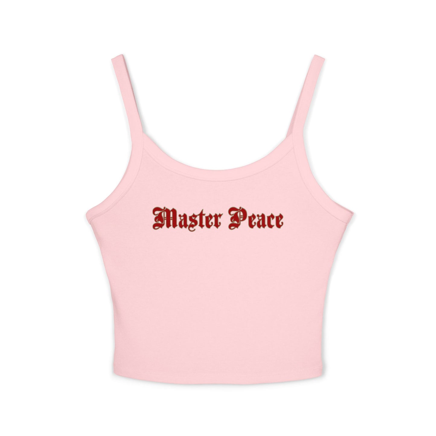 Spaghetti Tank Top — "Master Peace" Gothic Script Crop Tank