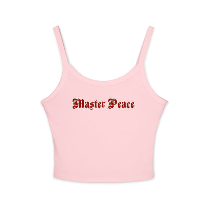 Spaghetti Tank Top — "Master Peace" Gothic Script Crop Tank