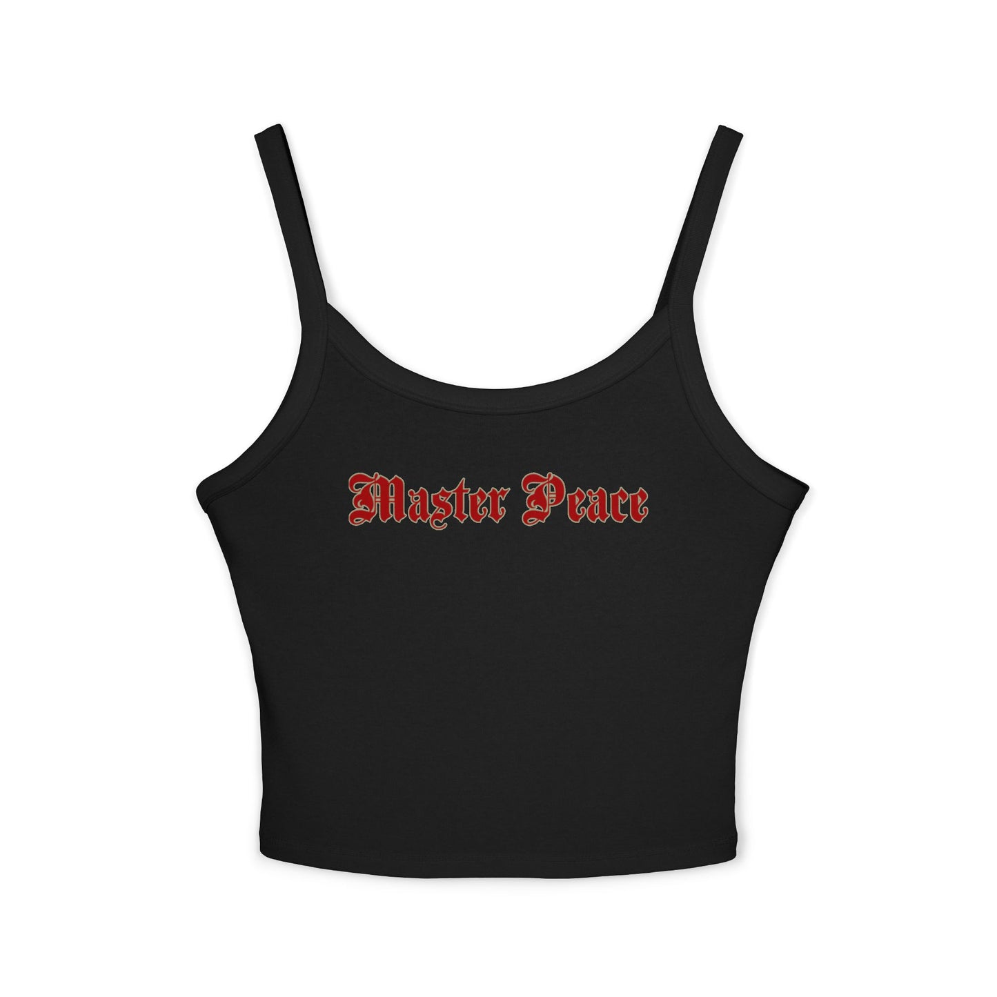 Spaghetti Tank Top — "Master Peace" Gothic Script Crop Tank