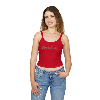 Spaghetti Tank Top — "Master Peace" Gothic Script Crop Tank